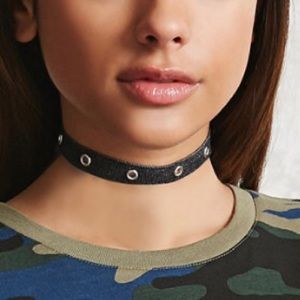 Denim Grommet Choker